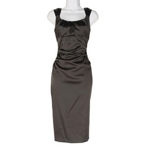 MAGGY LONDON Black Sleeveless Satin Like Midi Dress Size 2 (XSmall)